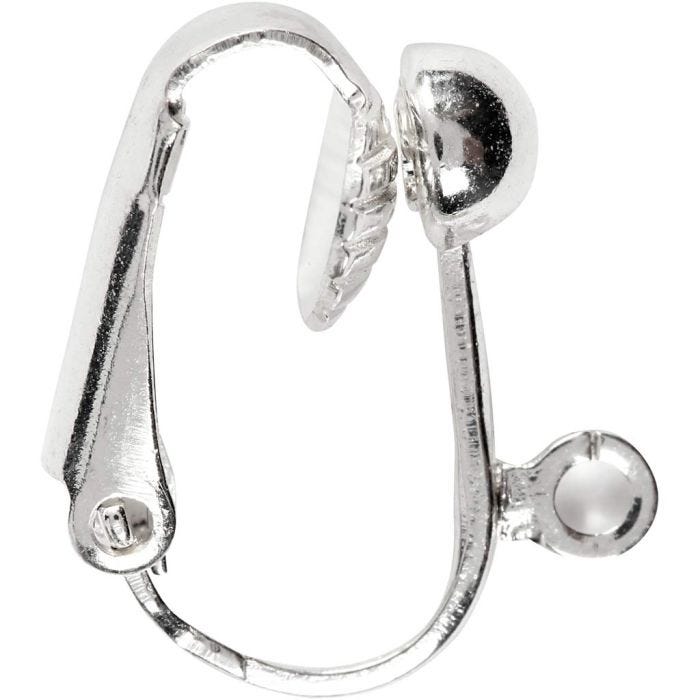 Öronclips, L: 16,5 mm, B: 1,5 mm, Hålstl. 1,6 mm, försilvrad, 6 st./ 1 förp.