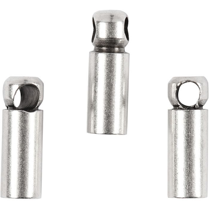 Avslutningshylsor, L: 8 mm, Dia. 2 mm, försilvrad, 10st./ 1 förp.