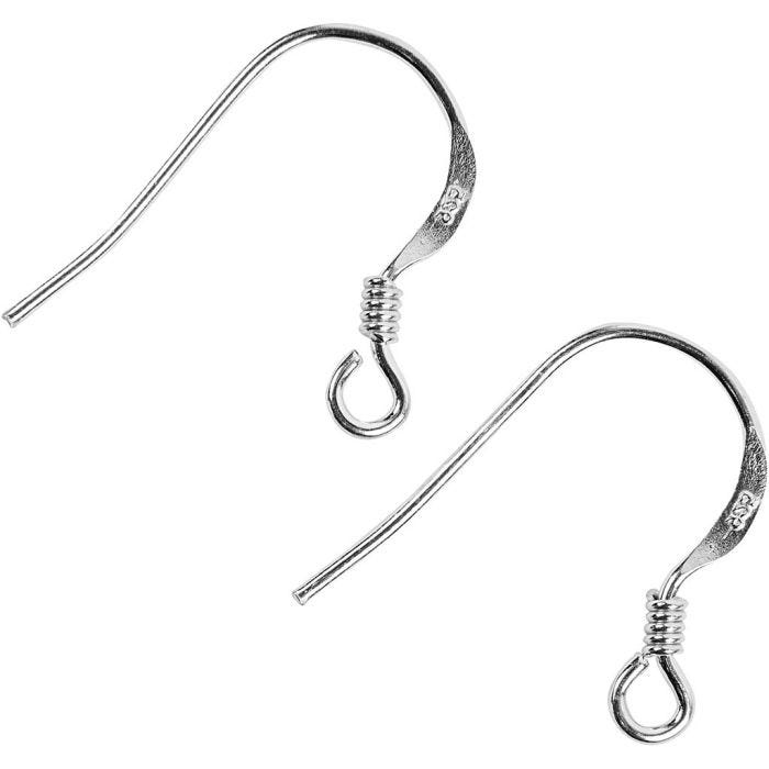 Öronkrokar, L: 14 mm, silver, 10 st./ 1 förp.