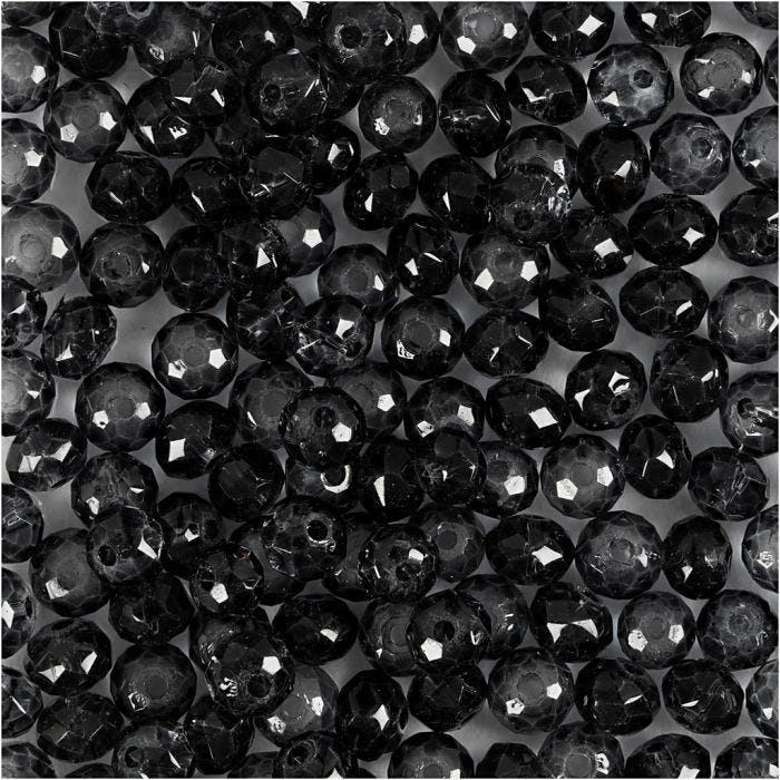 Facettpärlor, Dia. 4 mm, Hålstl. 1 mm, grå, 45 st./ 1 förp.