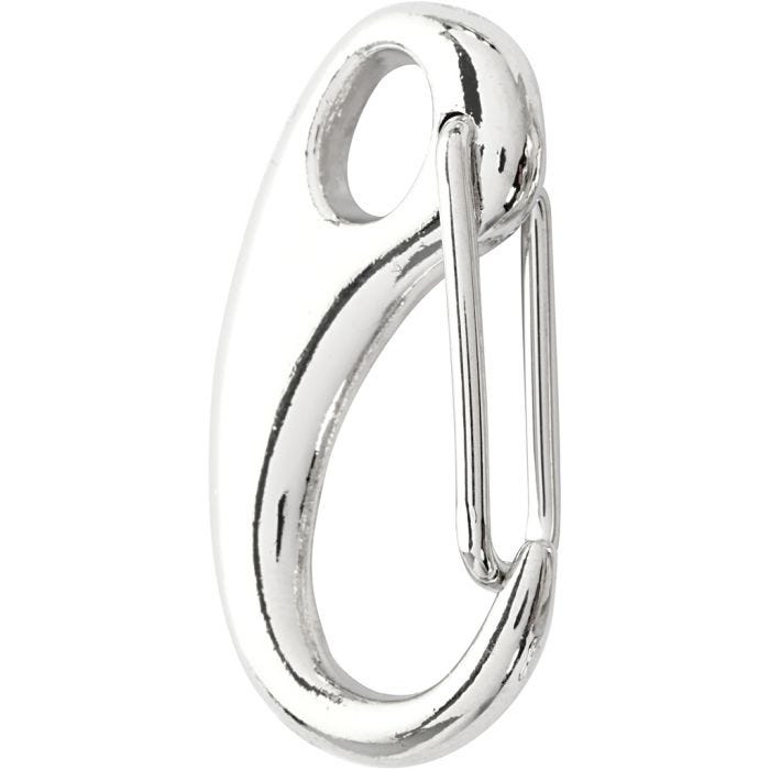 Karbinhakar, L: 30 mm, B: 15 mm, försilvrad, 2 st./ 1 förp.