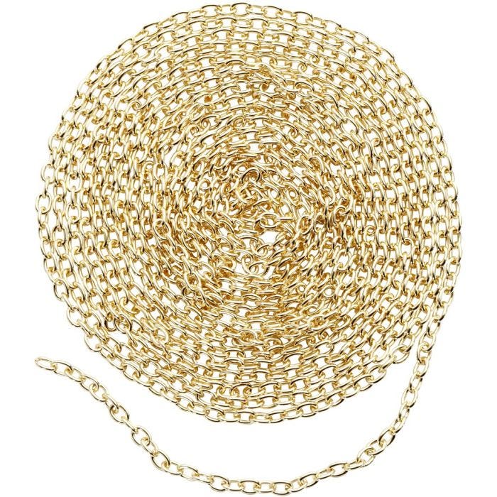 Kedja, B: 2 mm, förgylld, 20 m/ 1 förp.