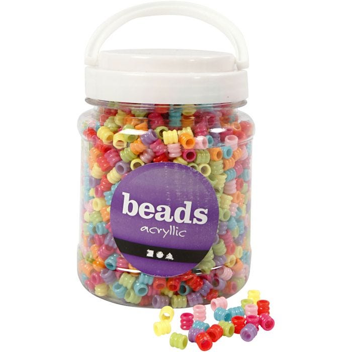 Vågmix, Dia. 7 mm, Hålstl. 3,5 mm, mixade färger, 265 g, 700 ml/ 1 burk