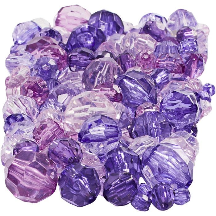 Facettpärlor, stl. 4-12 mm, Hålstl. 1-2,5 mm, lila, 250 g/ 1 förp.