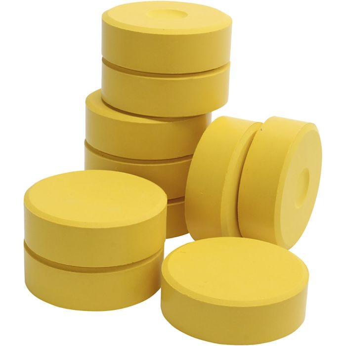 Tempera vattenfärger, H: 19 mm, Dia. 57 mm, gul, 10 st./ 1 förp.