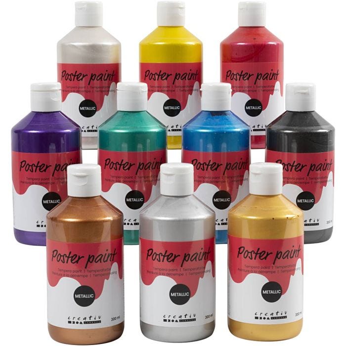 
Temperafärg Metallic, mixade färger, 10x300 ml/ 1 förp.