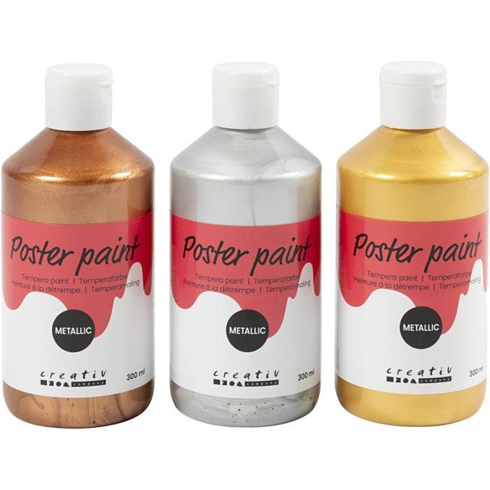 
Temperafärg Metallic, mixade färger, 3x300 ml/ 1 förp.