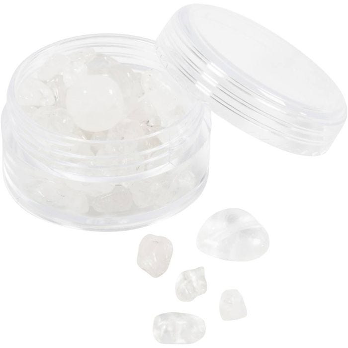 Kristallpärlor, Klar kvarts, Dia. 7-12 mm, Hålstl. 1 mm, transparenta färger, 63 st./ 1 förp.