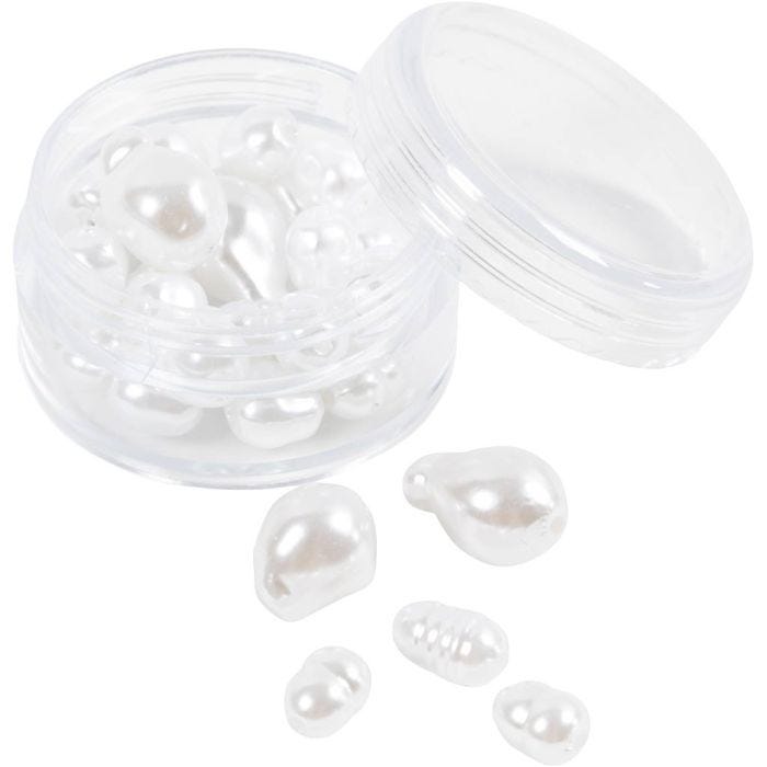 Vaxpärlor, Oval, Dia. 6-14 mm, Hålstl. 1,3-1,5 mm, 30 st./ 1 förp.