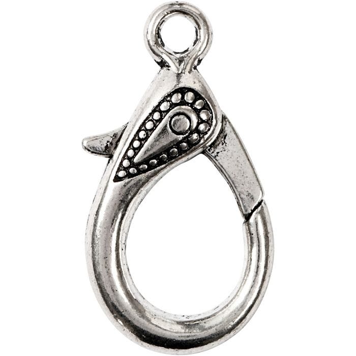 Karbinhakar, L: 30 mm, Hålstl. 3 mm, antiksilver, 4st./ 1 förp.