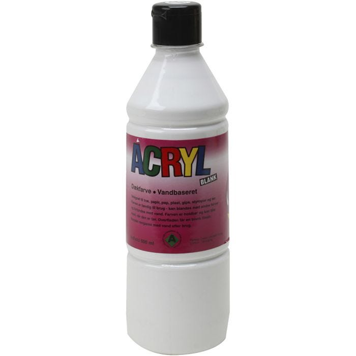 Akrylfärg, vit, 500 ml/ 1 flaska