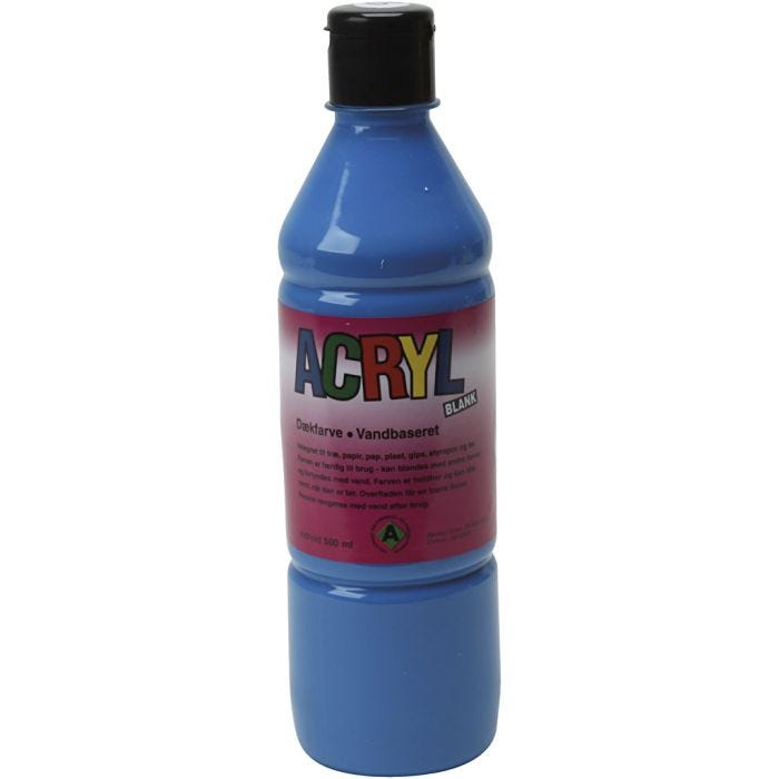 Akrylfärg, primärblå, 500 ml/ 1 flaska