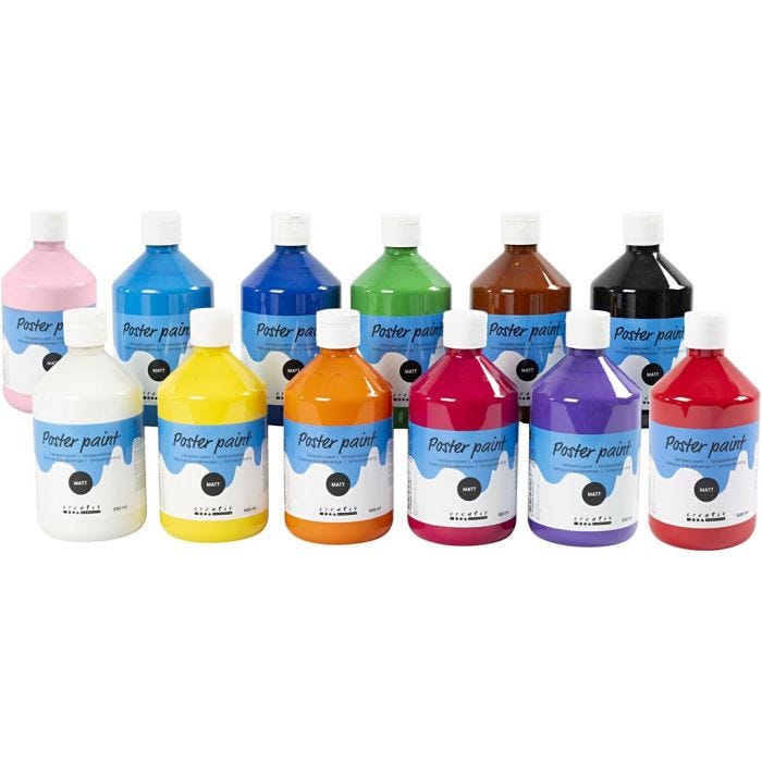 
Temperafärg Matt, mixade färger, 12x500 ml/ 1 förp.