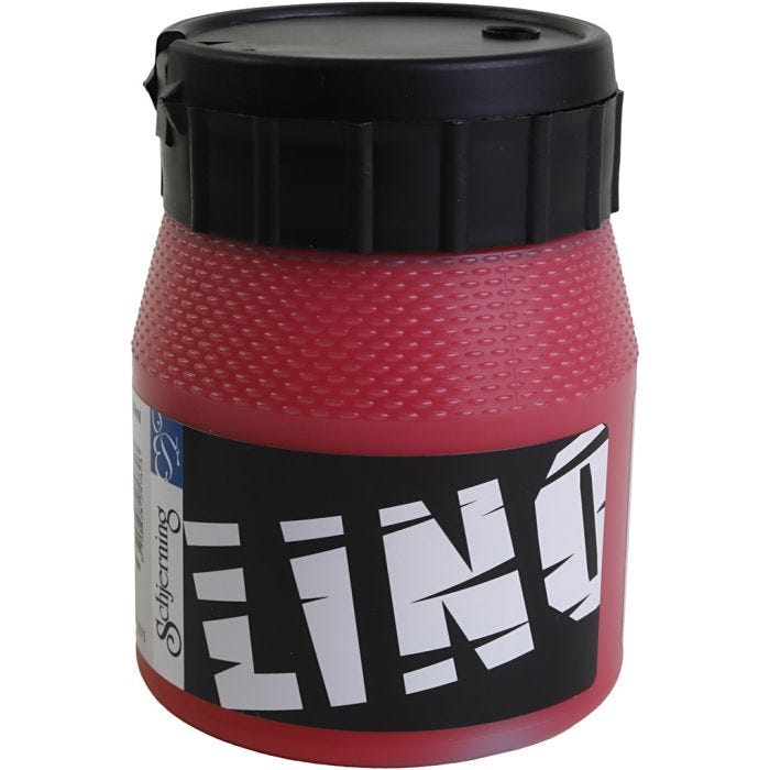 Linoleumfärg, röd, 250 ml/ 1 burk