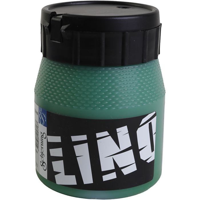 Linoleumfärg, grön, 250 ml/ 1 burk