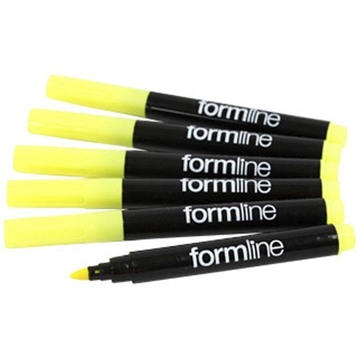 Formline textiltuschpennor, spets 2-3 mm, gul, 6 st./ 1 förp.