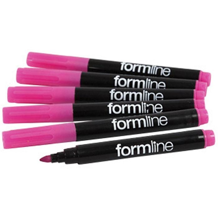 Formline textiltuschpennor, spets 2-3 mm, rosa, 6 st./ 1 förp.