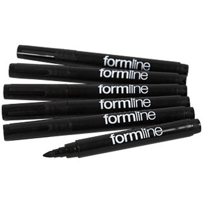 Formline textiltuschpennor, spets 2-3 mm, svart, 6 st./ 1 förp.