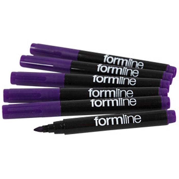 Formline textiltuschpennor, spets 2-3 mm, lila, 6 st./ 1 förp.