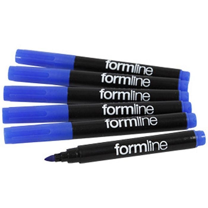 Formline textiltuschpennor, spets 2-3 mm, blå, 6 st./ 1 förp.