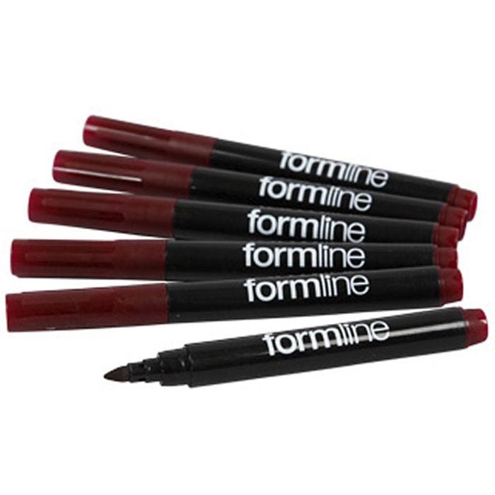 Formline textiltuschpennor, spets 2-3 mm, brun, 6 st./ 1 förp.
