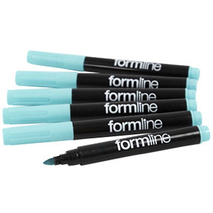 Formline textiltuschpennor, spets 2-3 mm, turkos, 6 st./ 1 förp.