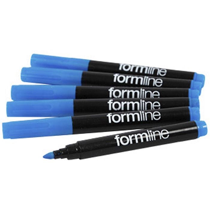 Formline textiltuschpennor, spets 2-3 mm, ljusblå, 6 st./ 1 förp.