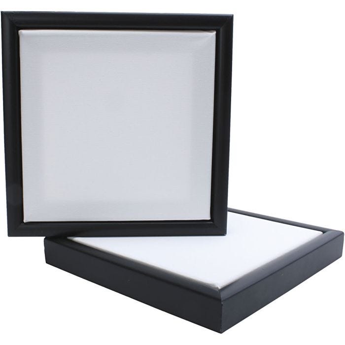 Duk med ram, stl. 20x20 cm, 280 g, svart, vit, 1 st.