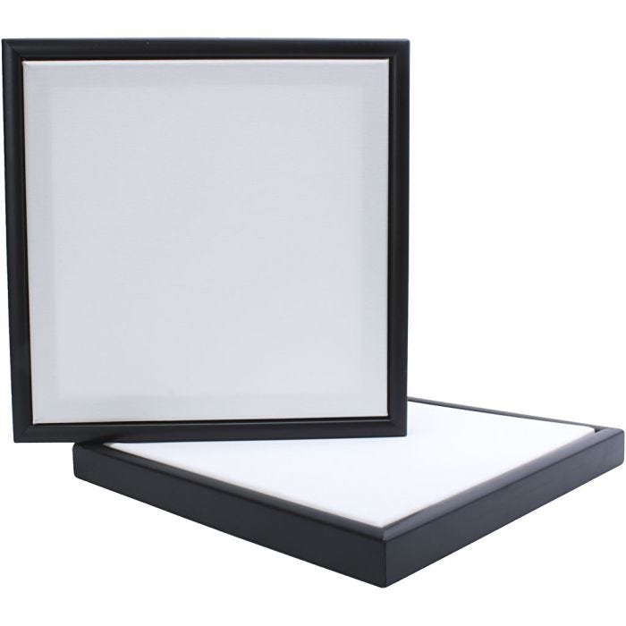 Duk med ram, stl. 30x30 cm, 280 g, svart, vit, 1 st.