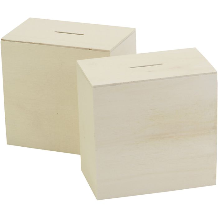 Sparbössor i trä, stl. 10x10x6 cm, 10 st./ 1 förp.