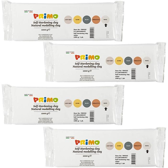 Självhärdande Lera, vit, 4x1000 g/ 1 förp.