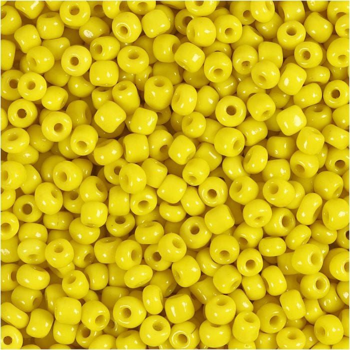 Rocaillepärlor, Dia. 3 mm, stl. 8/0 , Hålstl. 0,6-1,0 mm, gul, 25g/ 1 förp.