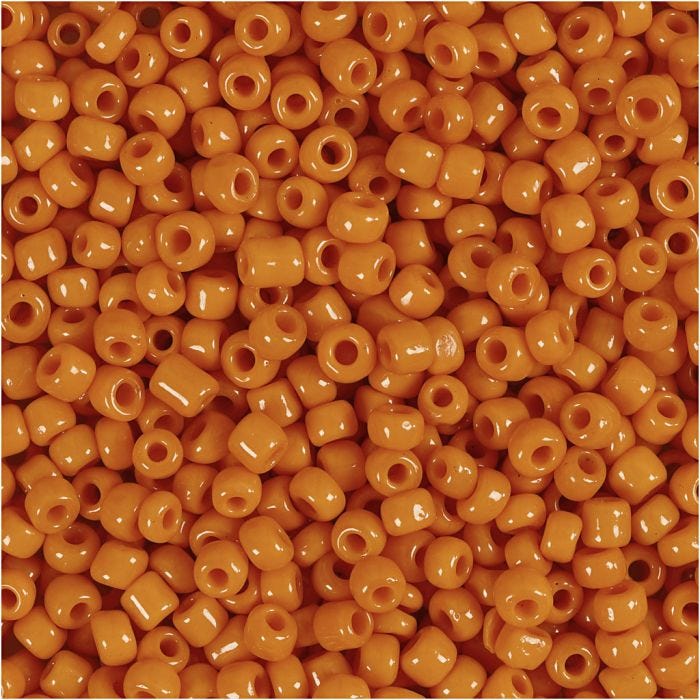 Rocaillepärlor, Dia. 3 mm, stl. 8/0, Hålstl. 0,6-1,0 mm, orange, 25 g/ 1 förp.