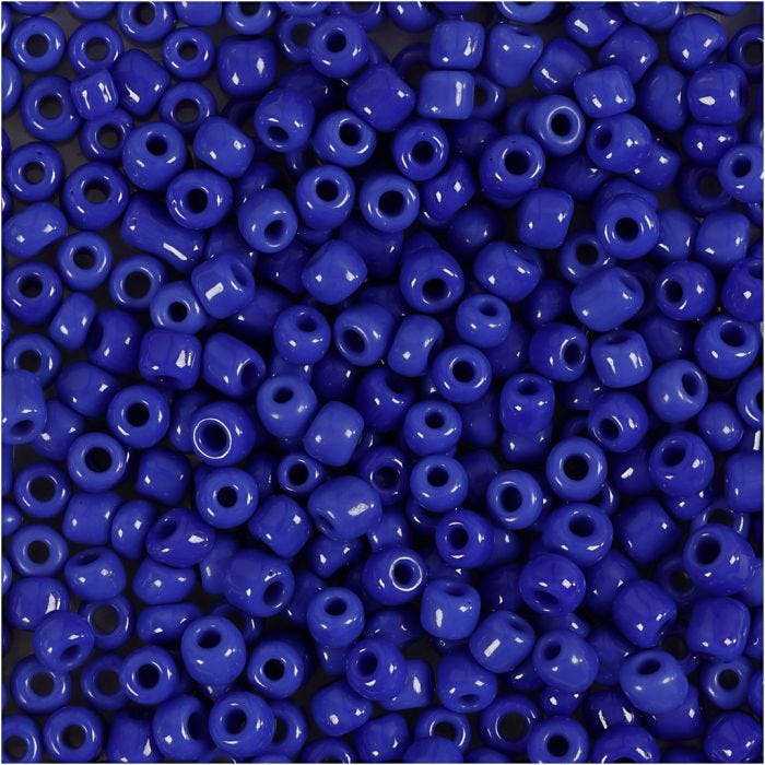 Rocaillepärlor, Dia. 3 mm, stl. 8/0, Hålstl. 0,6-1,0 mm, blå, 25 g/ 1 förp.
