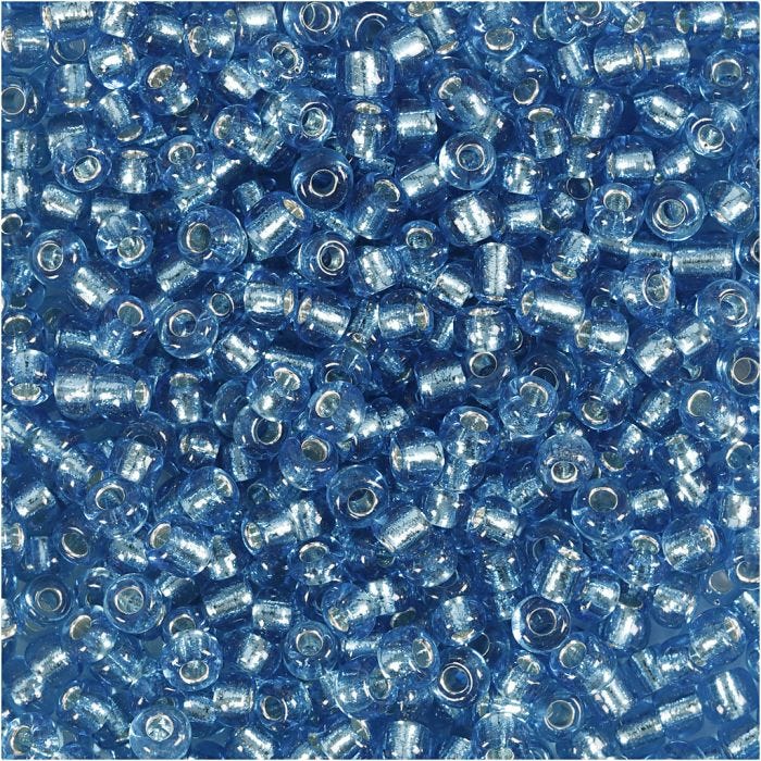 Rocaillepärlor, Dia. 3 mm, stl. 8/0 , Hålstl. 0,6-1,0 mm, klarturkos, 25g/ 1 förp.