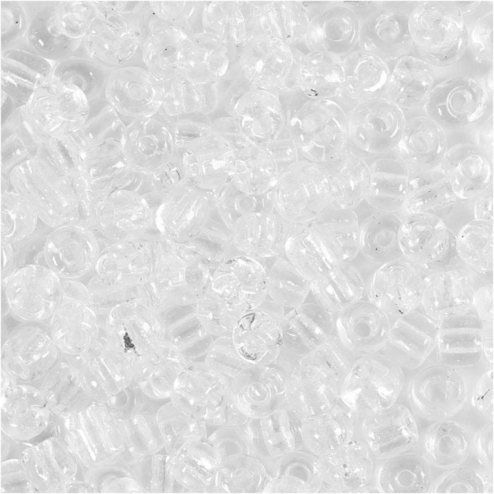 Rocaillepärlor, Dia. 4 mm, stl. 6/0, Hålstl. 0,9-1,2 mm, klar, 25 g/ 1 förp.