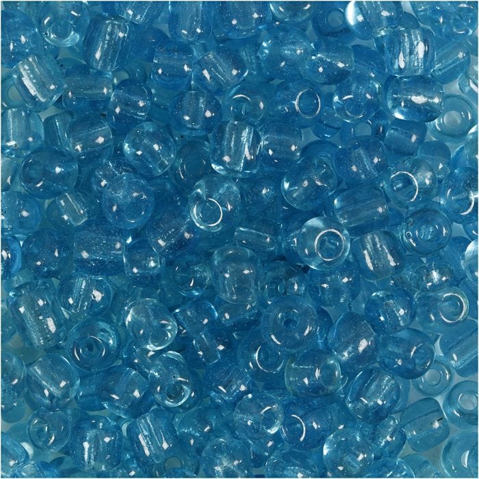 Rocaillepärlor, Dia. 4 mm, stl. 6/0, Hålstl. 0,9-1,2 mm, klarturkos, 25 g/ 1 förp.