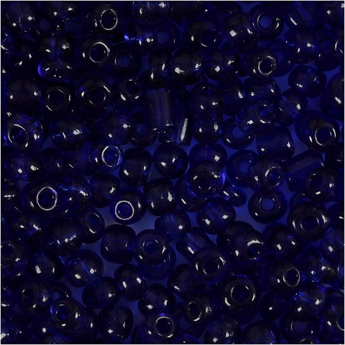 Rocaillepärlor, Dia. 4 mm, stl. 6/0, Hålstl. 0,9-1,2 mm, koboltblå, 25 g/ 1 förp.