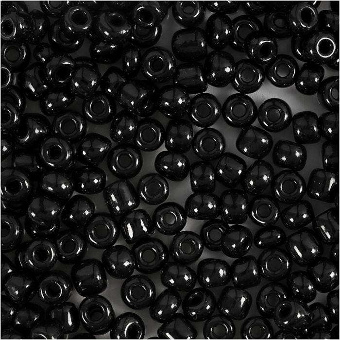 Rocaillepärlor, Dia. 4 mm, stl. 6/0, Hålstl. 0,9-1,2 mm, svart, 25 g/ 1 förp.