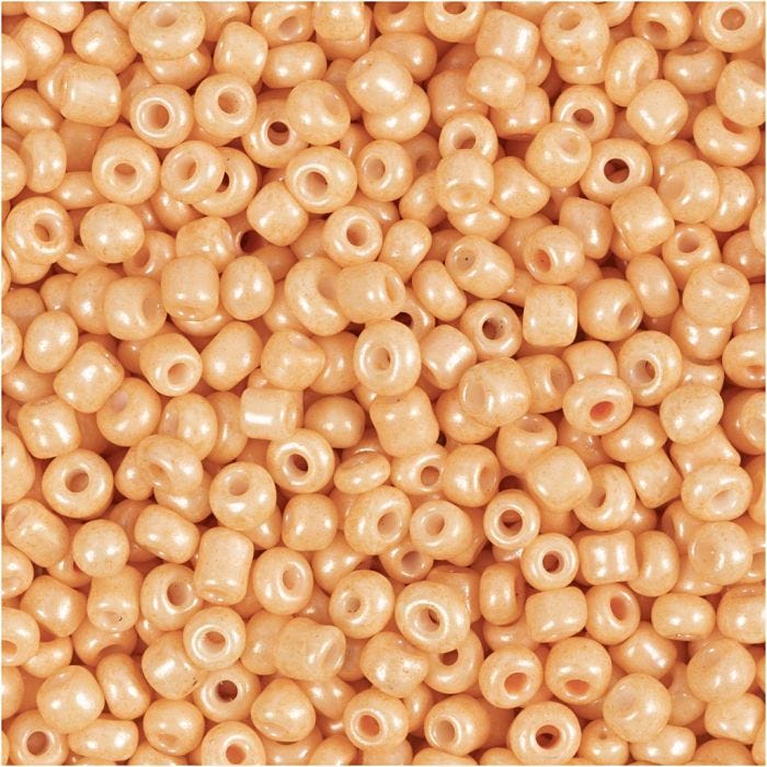 Rocaillepärlor, Dia. 3 mm, stl. 8/0, Hålstl. 0,6-1,0 mm, peach, 25 g/ 1 förp.