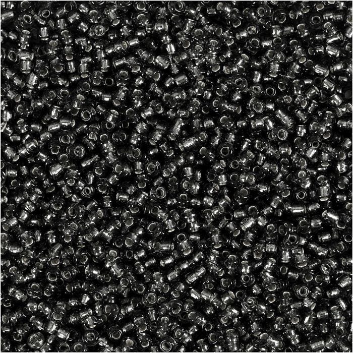 Rocaillepärlor, Dia. 1,7 mm, stl. 15/0, Hålstl. 0,5-0,8 mm, grågrön, 25 g/ 1 förp.