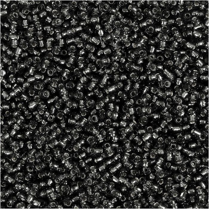 Rocaillepärlor, Dia. 1,7 mm, stl. 15/0, Hålstl. 0,5-0,8 mm, grågrön, 500 g/ 1 påse