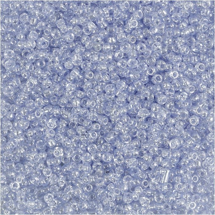 Rocaillepärlor, Dia. 1,7 mm, stl. 15/0, Hålstl. 0,5-0,8 mm, ljusblå, 25 g/ 1 förp.
