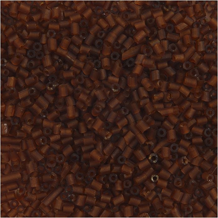 Rocaipärlor 2-cut, Dia. 1,7 mm, stl. 15/0, Hålstl. 0,5 mm, brun, 25 g/ 1 förp.