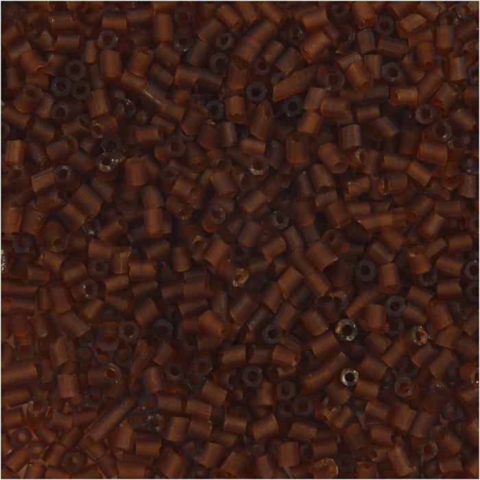 Rocaipärlor 2-cut, Dia. 1,7 mm, stl. 15/0, Hålstl. 0,5 mm, brun, 500 g/ 1 påse