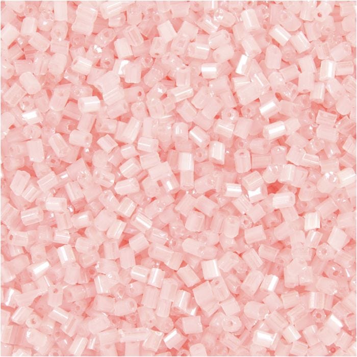 Rocaipärlor 2-cut, Dia. 1,7 mm, stl. 15/0, Hålstl. 0,5 mm, transparent rosa, 500 g/ 1 påse