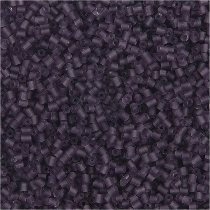 Rocaipärlor 2-cut, Dia. 1,7 mm, stl. 15/0, Hålstl. 0,5 mm, frostad lila, 25 g/ 1 förp.