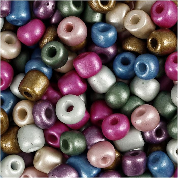Rocaillepärlor, Dia. 5 mm, stl. 4/0, Hålstl. 1,2 mm, metallicfärger, 720 g/ 1 burk