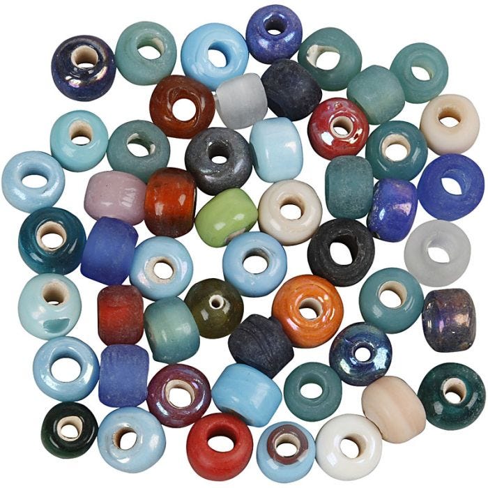 Glaspärlor, Dia. 9 mm, Hålstl. 2,5-3 mm, mixade färger, 500 g/ 1 förp.