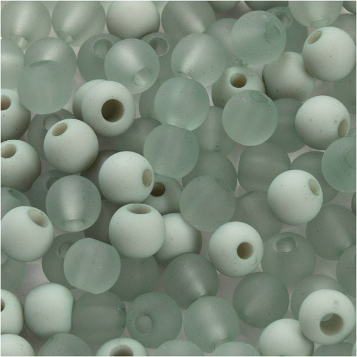 Plastpärlor, Dia. 6 mm, Hålstl. 2 mm, ljusgrön, 40 g/ 1 förp.